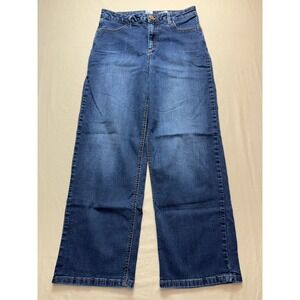 Time and Tru Womens High Rise Wide Leg Jeans Blue Medium Wash TT109360R Size 10